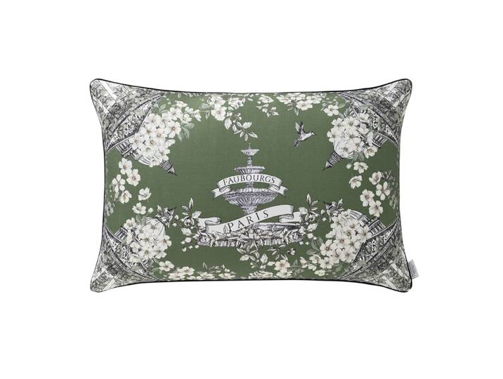 Housse de coussin en lin vert 40x60