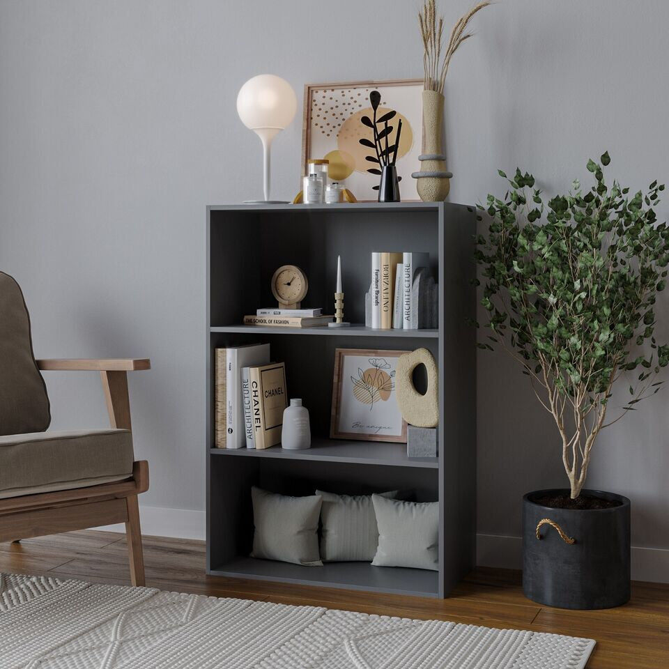 17 Stories Tahura 90 cm H x 60 cm W Solid Wood Ladder Bookcase Grey