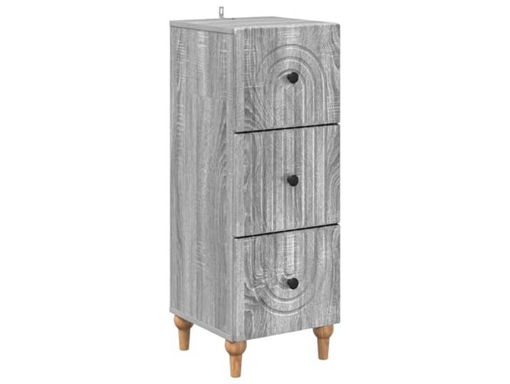 HKLGBVCR Schubladenschrank, 33 x 34,5 x 90 cm, Holz Moderner Retro-Stil, schwarze Metallknöpfe, konische Beine, großer Innenraum, einfache Wartung