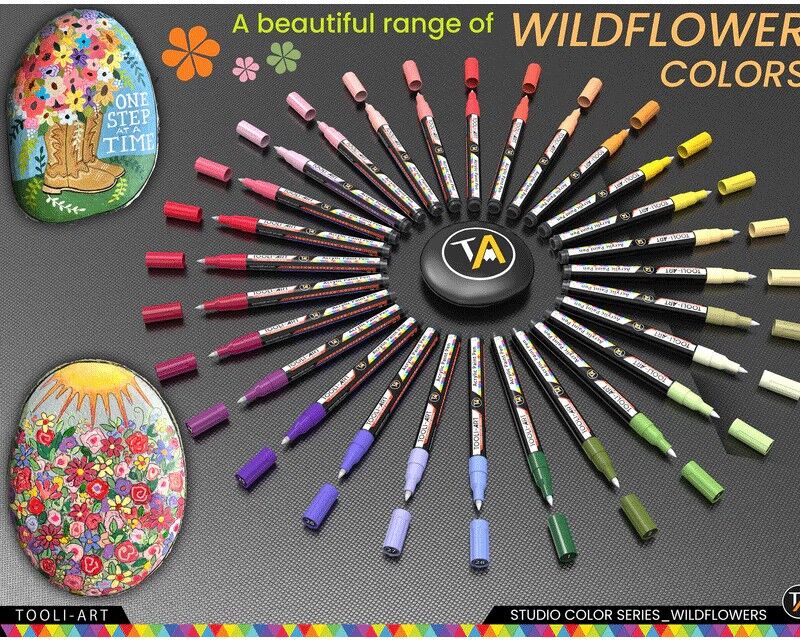 TOOLI-ART Marqueur Acrylique Set Fleurs sauvages 28 couleurs EF 07mm
