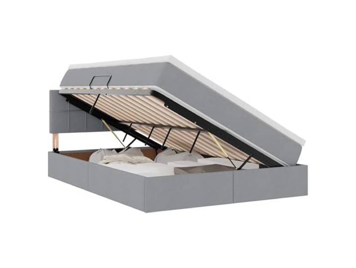 KKgypkn Hier ist der optimierte Titel gemäß Ihren Vorgaben: **Stauraumbett mit Matratze 140x190 LED hellgrau Stoffbett mit Hebemechanismus und USB**