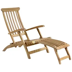 Gartenliegestuhl Jackson aus Teakholz, klassisch, Natur, verstellbare Rückenlehne, von Brafab