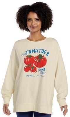 Masseys Lifestyle Crewneck Sweatshirt Casual in Ivory/Tomato, Size 5X, Cotton/Elastine