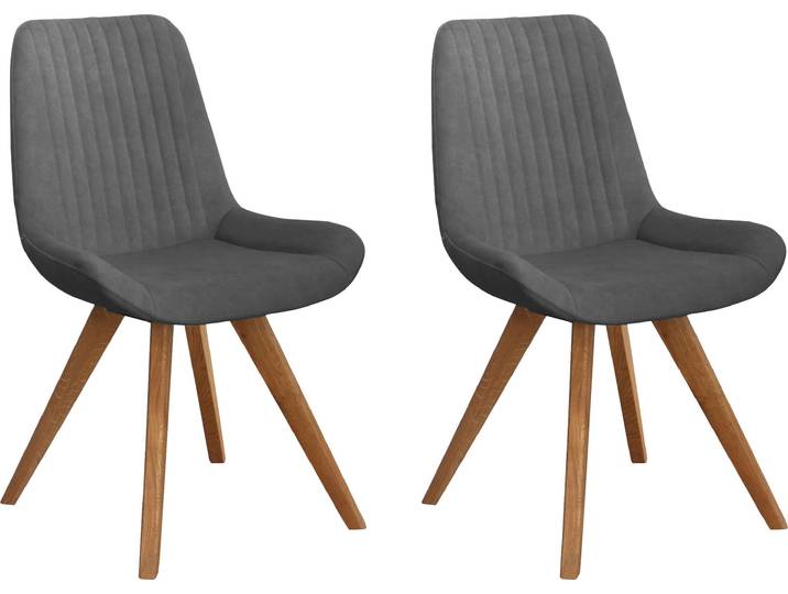 Schalenstuhl GOODPRODUCT Bratislava , grau (dunkelgrau (cloud 97), eiche natur), B:56cm H:86cm T:61,5cm, Holzwerkstoff, Massivholz, Polyester, Stühle, Schalenstuhl, Gestell Eiche massiv geölt, Easy Care-Stoff