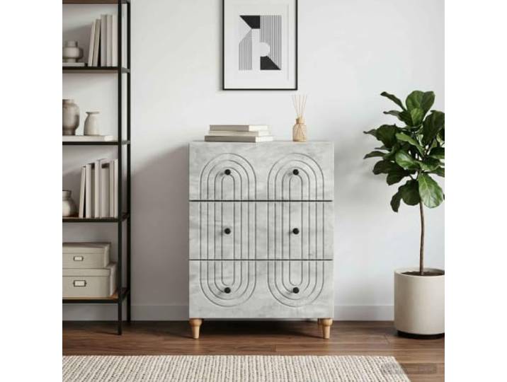 HPUYRFG Schubladenschrank Betongrau 66 x 34,5 x 90 cm Holzwerkstoff Schlanke Kommode, moderne Optik, robustes Material, sanft gleitende Schubladen, vielseitig nutzbar, einfache Reinigung
