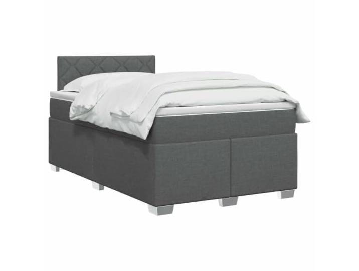 PUGYNBK Boxspringbett mit Matratze und LED-Licht, Dunkelgrau Verstellbares Kopfteil, 78/88 cm, mittlere Festigkeit, technisches Holz, USB