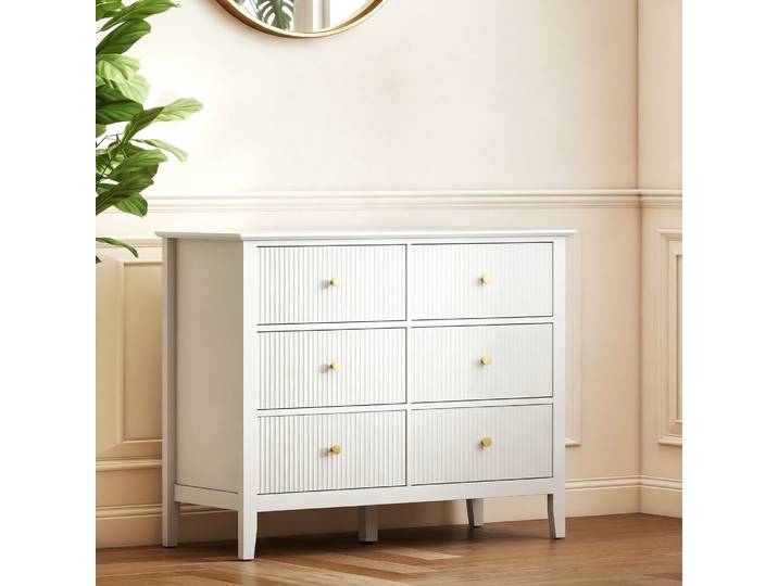 HOMCOM Commode Moderne 6 Tiroirs Blanc 100x40x78cm