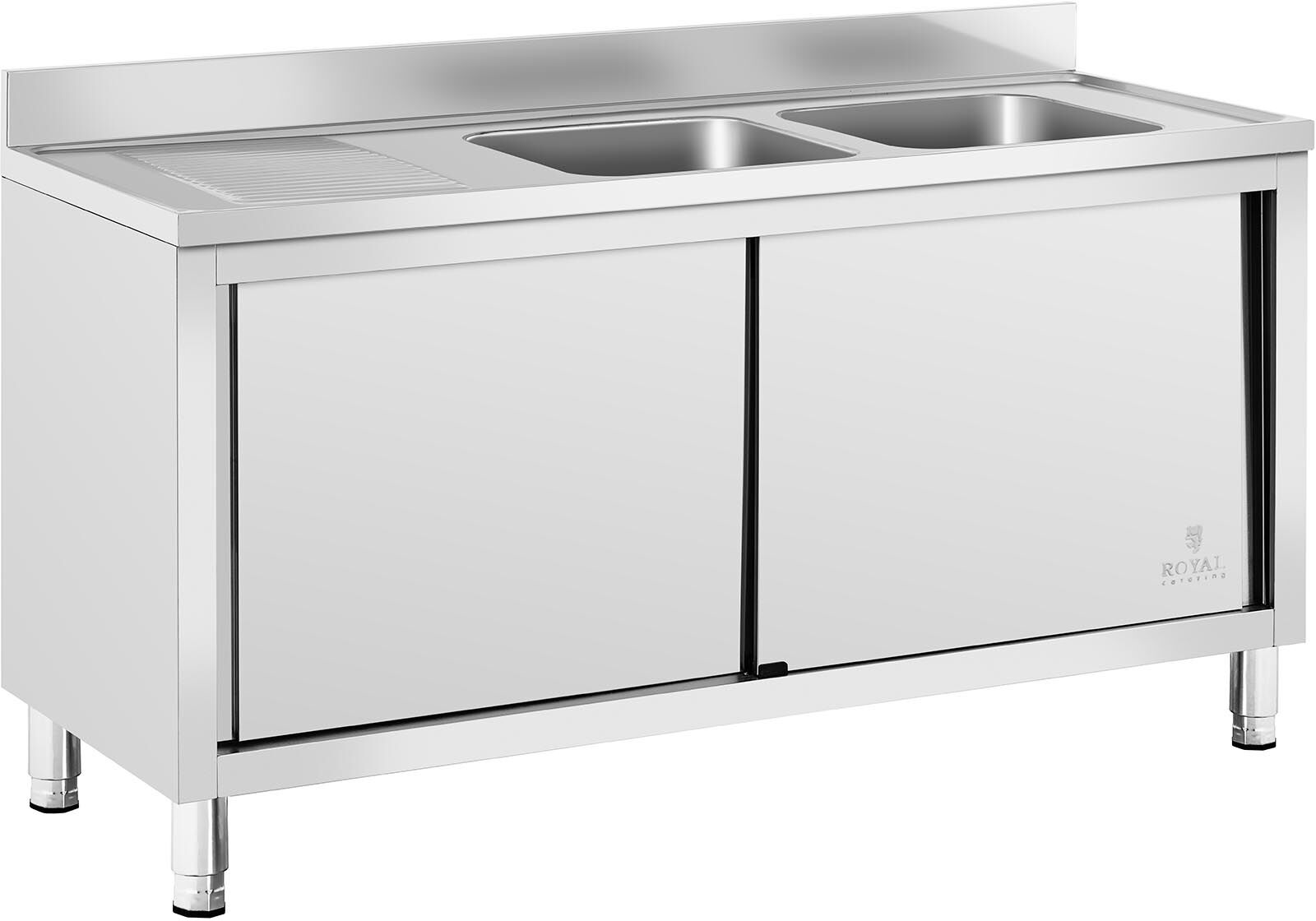 Køkkenvask dobbelt - Royal Catering - rustfrit stål - 160 x 60 cm RC-IKS03