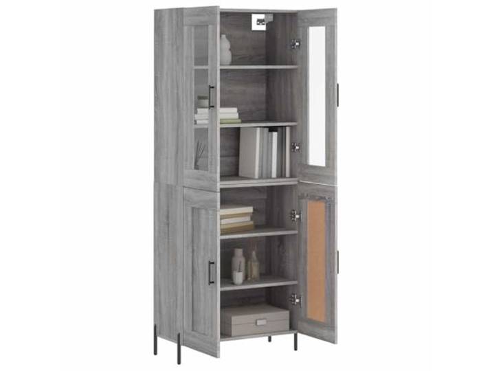 KTHLBRH Sideboard Grau Sonoma 69,5 x 34 x 180 cm Holz mehrschichtig Metallfüße, großer Stauraum, Glas, 2 Stück, Montage erforderlich