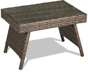 Costway Folding PE Rattan Side Coffee Table Patio Garden Furniture-Brown