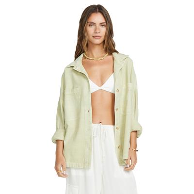Langarmshirt BILLABONG "Stoked On You", Damen, Gr. XS, grün (wasabi), Obermaterial: 100% Walkfrottier;, Shirts Langarmshirt