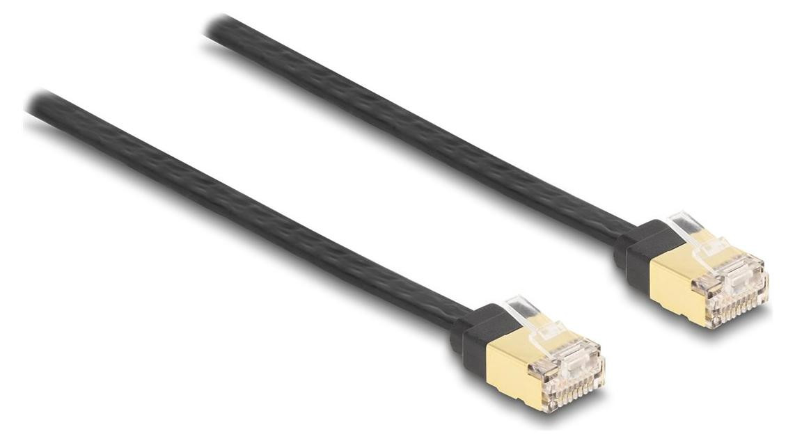 Delock RJ45-kabel Cat.6A afgeschermd STP zwart/geel 1,5 meter