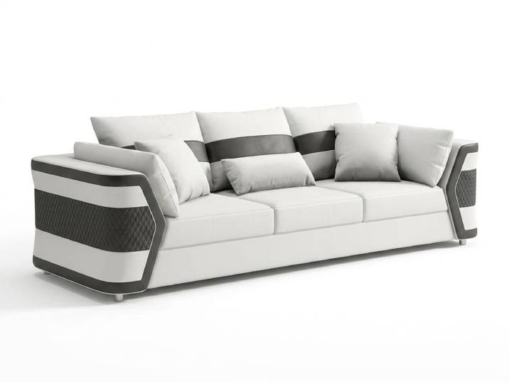 JVmoebel 3-Sitzer Leder Sofa 3-Sitzer Modern Weiß Schwarz Couch Wohnzimmer Polstersofa *, 1 Teile, Modernes Design