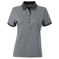 Damen Polo-Shirt Melange "JN705" - XL - black-melange/black