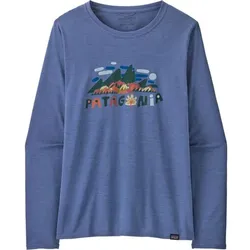 Patagonia W's L/s Cap Cool Daily Graphic Damen Langarm-Shirt fitz roy foliage: current blue x dye XL