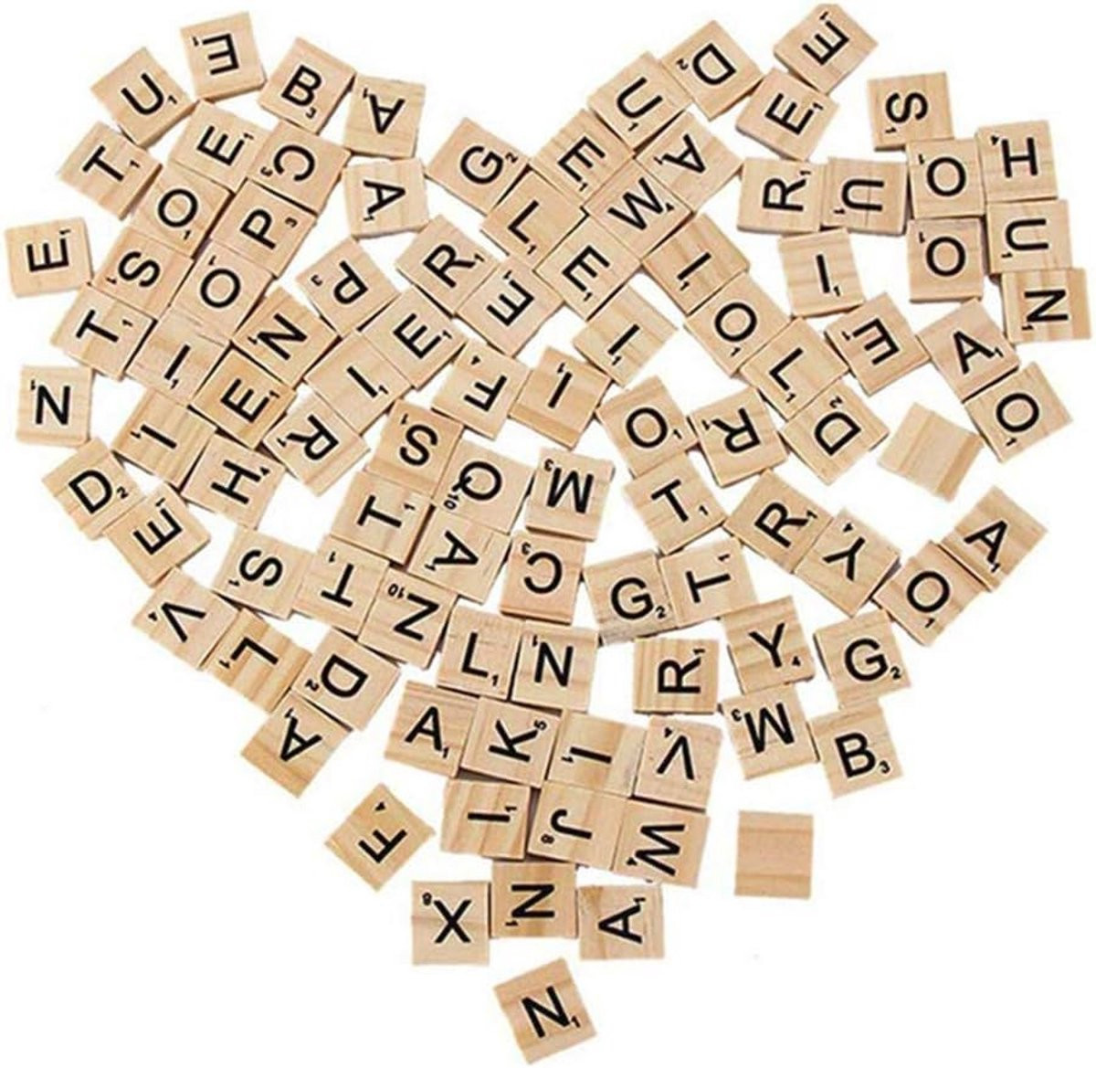 100 Houten Alfabet Tegels met Zwarte Letters en Cijfers voor Knutselen