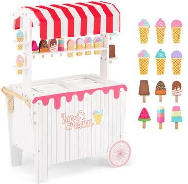 Costway Kids Ice Cream Cart Playset with Display Rack and Accessories-Red