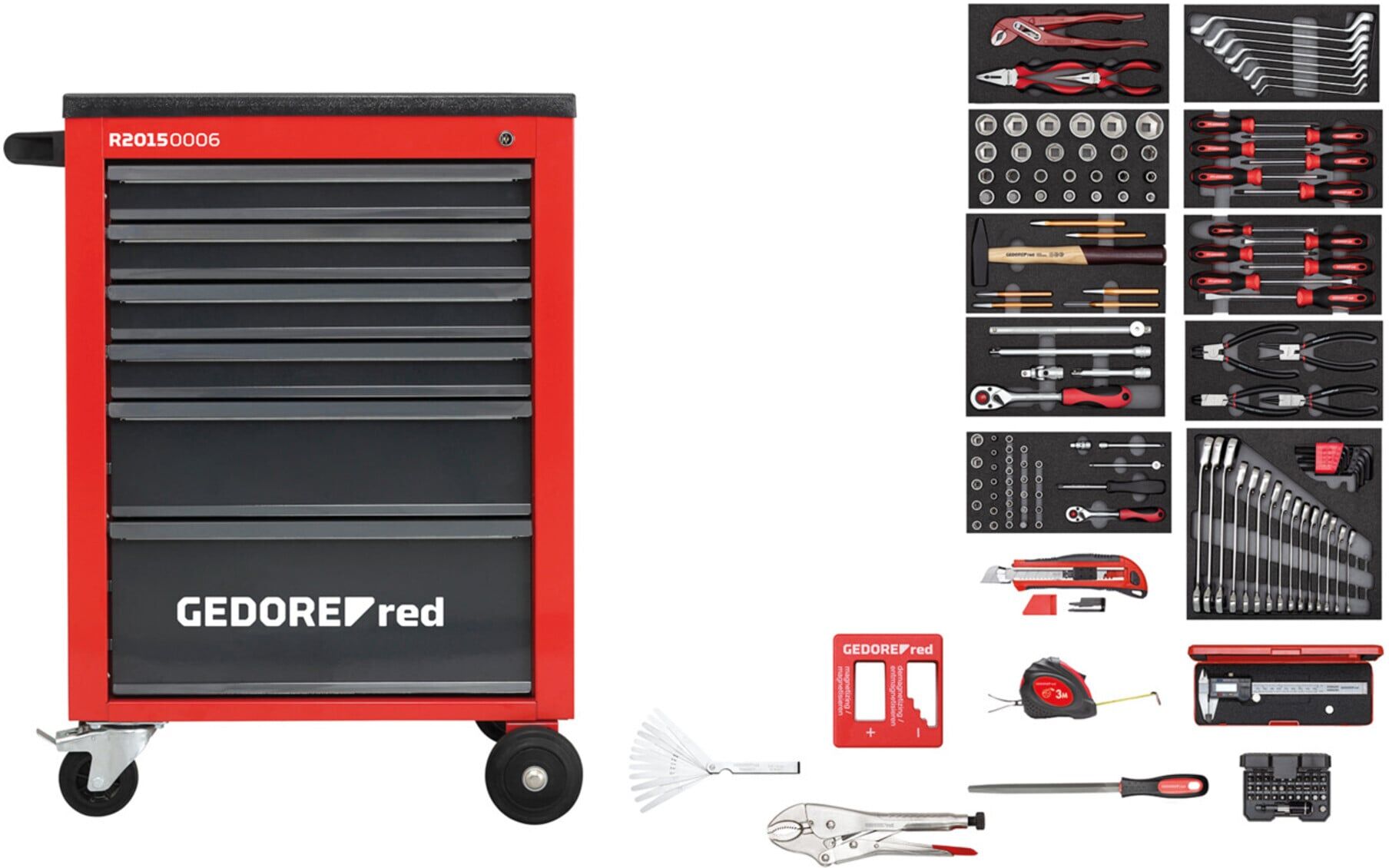 Gedore Red Wkz.Satz i.Wks.Wagen MECHANIC rot 166tlg (3301668)