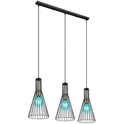 Hängelampe dimmbar mit Fernbedienung LED Pendelleuchte Esstisch modern Esszimmerlampe 3-flammig,RGB Farbwechsel, Käfig-Design Industrial, 3x 8,5W 806lm warmweiß, LxBxH 84x20x120 cm