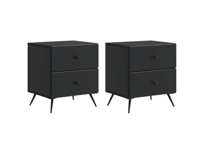 KUPTYERFG Nachttisch 2er Set Schwarz 43x34,5x47,5 cm Holzwerkstoff Kompakter Beistelltisch mit 4 Schubladen für das Schlafzimmer, sorgt für Ordnung und Eleganz.