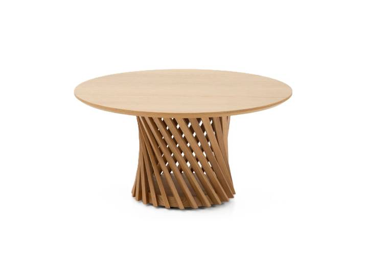 Table basse ronde en chêne massif ø80 cm, finition mat