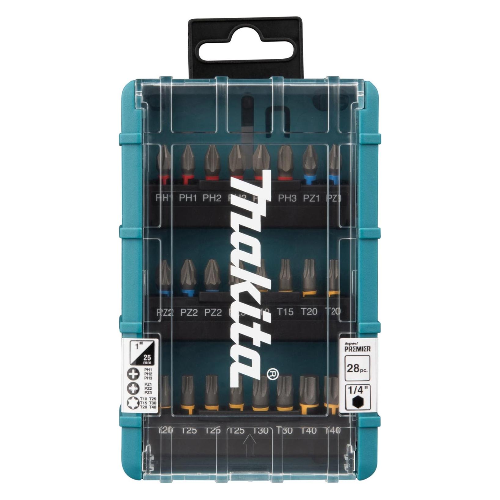 Makita Steckschlüssel-Bit-Set 28.-tlg IMPACT PREMIER (Innensechsrund TX, Kreuz Phillips PH, Kreuz Pozidriv PZ) (E-25068)