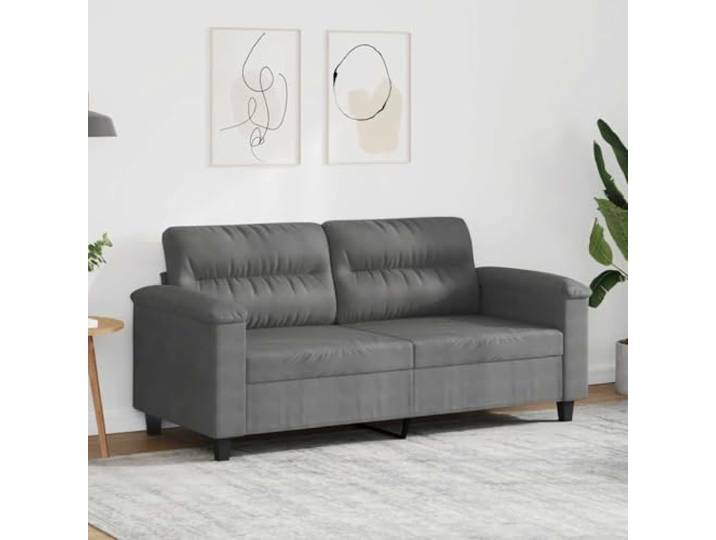 HEFZGDB 2-Sitzer Sofa Dunkelgrau 140 cm Mikrofasergewebe Langlebig Modern Komfortabel Sitzmöbel Wohnzimmer Polster Sofa Metallgestell Strapazierfähig Einfache Reinigung