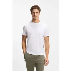 BOSS für Herren. 50559235 Globus-Muster-T-Shirt weiß (M), Lässig, Baumwolle, Kurzarm