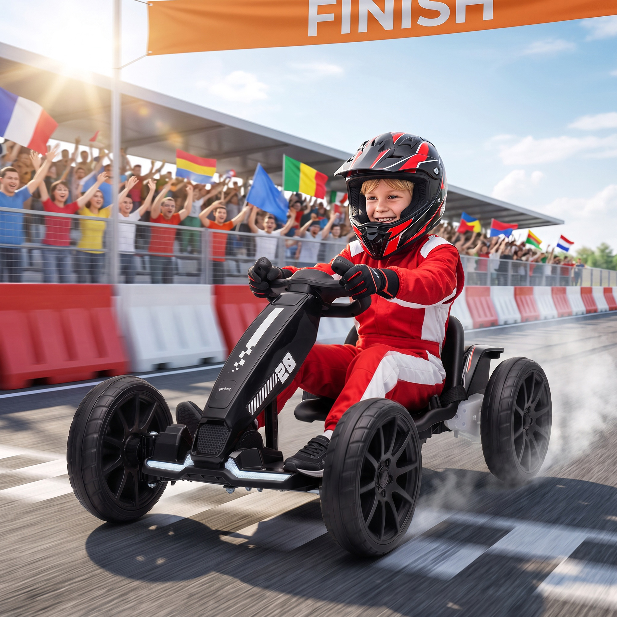 Aiyaplay Go-Kart Elettrico per Bambini con Doppio Motore 12V, Nero   Aosom Italy