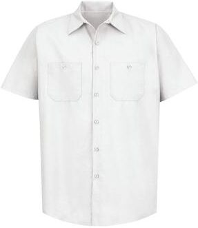 Red Kap SP24 Short Sleeve Industrial Work Shirt in White size 3XLR   Polyester Blend SL20, SB22, RKSP24, SP20, CS20, SP24L