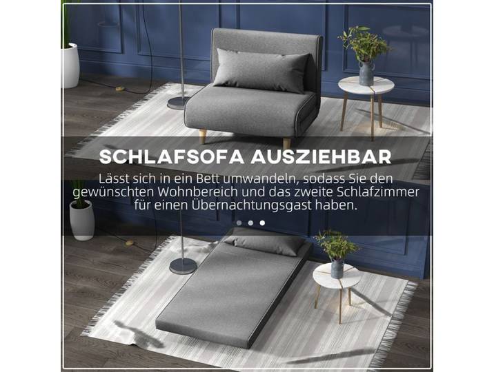 BEL Petit canapé-lit/canapé une place pliant dossier réglable style scandinave gris 95x95x80 cm