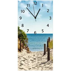 Wallario Uhr 30 x 30 cm, schwarze Zeiger Auf dem Sandweg zum Strand