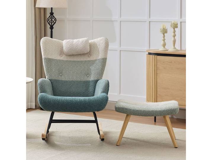 Fauteuil à bascule multicolore - Design ergonomique avec dossier haut et accoudoirs