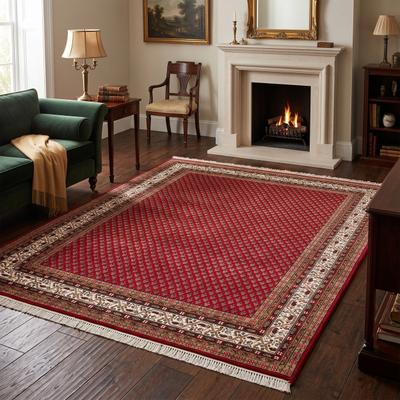 Läufer THEKO "Chandi Mir, handgeknüpft", rot (rot, creme), B:120cm H:12mm L:180cm, Schurwolle, Teppiche, Läufer, Teppich-Läufer, reine Wolle, mit Fransen, Wohnzimmer