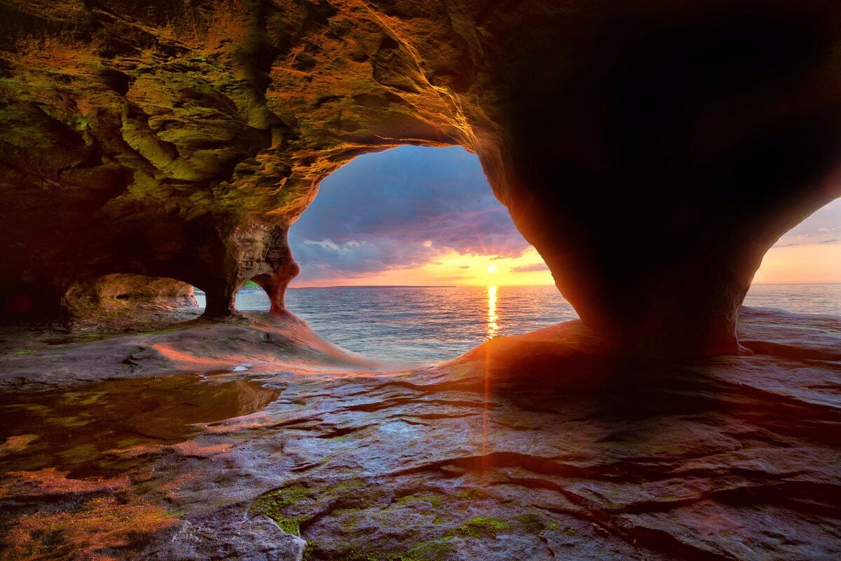 Fototapete PAPERMOON "Sea Caves Lake Superior", bunt, B:2m L:1,49m, Vlies, Tapeten, Fototapete bunt B/L: 2m x 1,49m, Bahnen: 4 Stk.