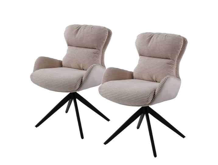 Chaises à accoudoirs DILPUR - Lot de 2 58 x 88 x 68cm Beige/Noir/Beige