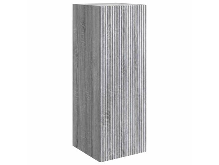KLGBNCVE Wandschrank 33 x 34,5 x 90 cm Holzwerkstoff Sonoma-Grau Mit Schublade, Regal, Fächern, USB-LED-Leuchten, abschließbaren Rollen, geringe Stellfläche