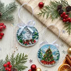Perlen-Stick-Hänger "Hase/Tannenbaum", beidseitiges Motiv