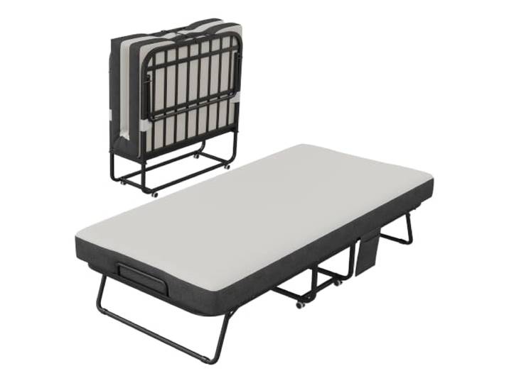 GarveeHome Klappbett 96 x 190 cm Inkl. 12,7 cm Matratze, Gästebett Klappbar Faltbares Reisebett mit stabilem Metallrahmen, Stabiles Klappbett auf Rollen für Erwachsene & Büro, Platzsparend