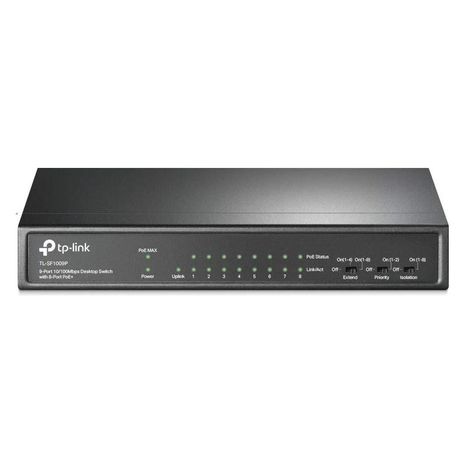 TP-Link 9-Port 10/100Mbit/s-Desktop-Switch mit 8 PoE+-Ports (9 Ports) (TL-SF1009P)
