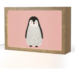 NACHTTISCHLAMPE Pinguin - Punkte - Minimalistisch - Rosa 30x20 cm