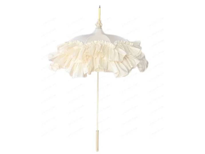 Parapluie long à manche long antique fait à la main, accessoires de photographie de mariage, parapluie long à manche long en dentelle de satin fait maison