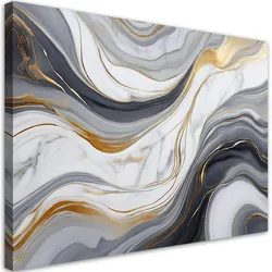 LEINWANDBILD Grauweißer Marmor mit Gold 90x60cm