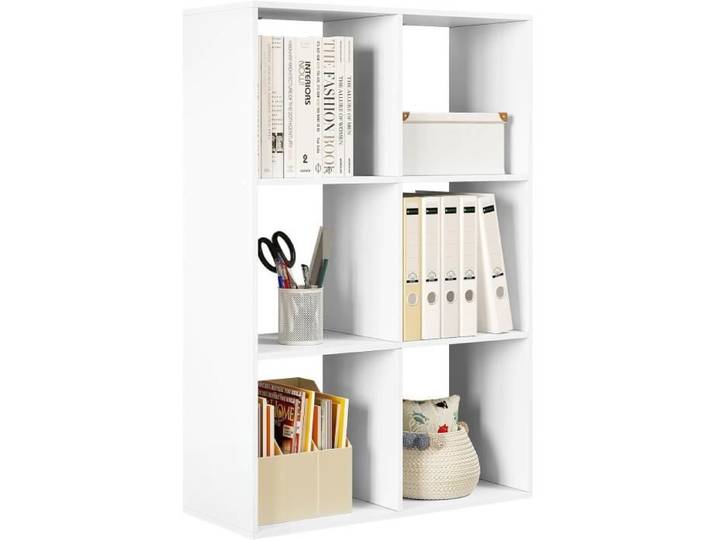 Bibliothèque 6 cases blanche - WOLTU - 71x29x106 cm - Meuble de rangement cube - 3 niveaux - design simple