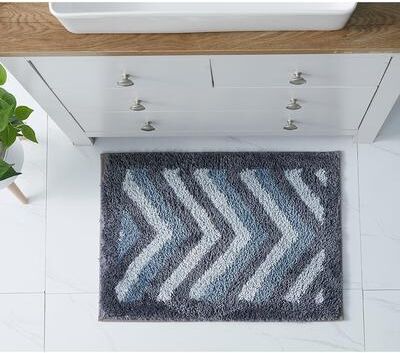 Empyrean Non Slip Shaggy Bath Rug Set - Chevron Design Ultra Soft Bathroom Mat