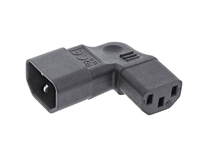InLine® 16723E Voedingsadapter IEC 60320 C14 / C13, links/rechts hoek, 3-polige koelapparaten