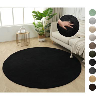 Teppich OTTO HOME "Cali", schwarz, H:16mm Ø:180cm, Kunstfaser, Microfaser, Teppiche, Teppich, Uni-Farben, kuschelig, & weich, waschbar, Wohnzimmer, Schlafzimmer