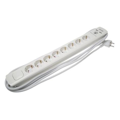 RS PRO Trailing Socket 8 Schuko +USB 5m switchd (8x, CEE 7/3, 5 m) (1466746)