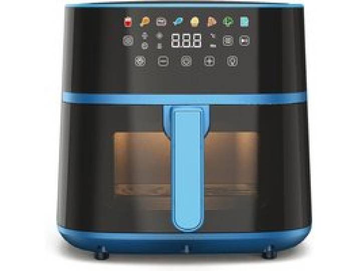 Iridea Friteuse À Air 6L Double Résistance Écran Numérique Minuterie 80-200°C Fenêtre 1700W Bleu Sucre