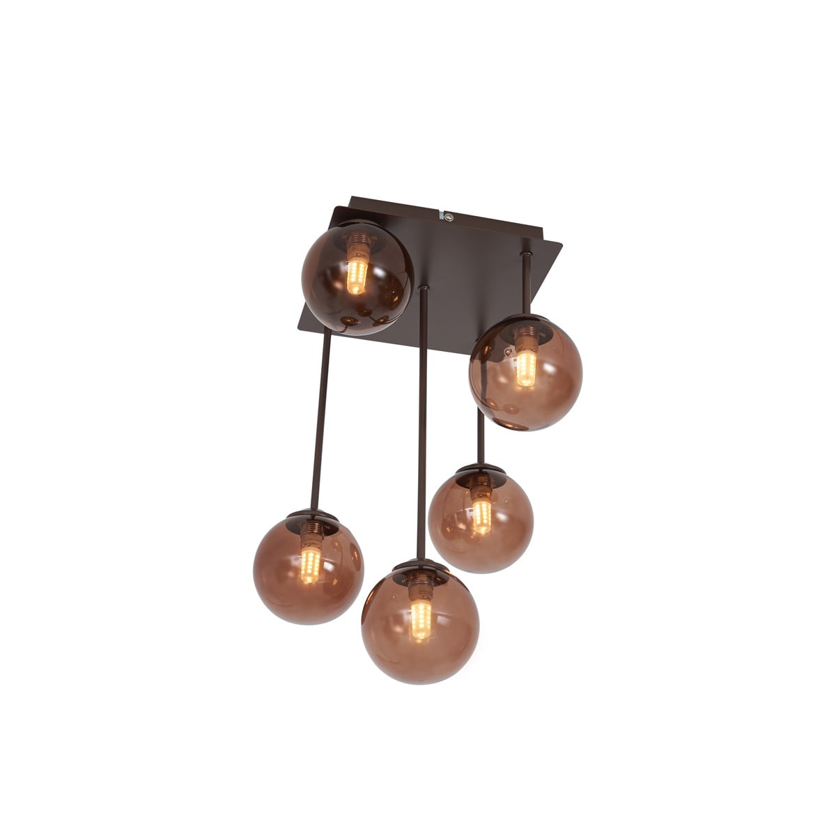 Qazqa Athens Design Plafondlamp in Brons met Glazen bollen, 5-lichts